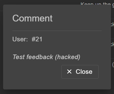 Skærmbillede af feedback